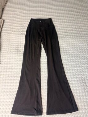 Yogalicious Dark Mocha Brown Lux Sophia Flare Yoga Pants w Crossover Waist - S